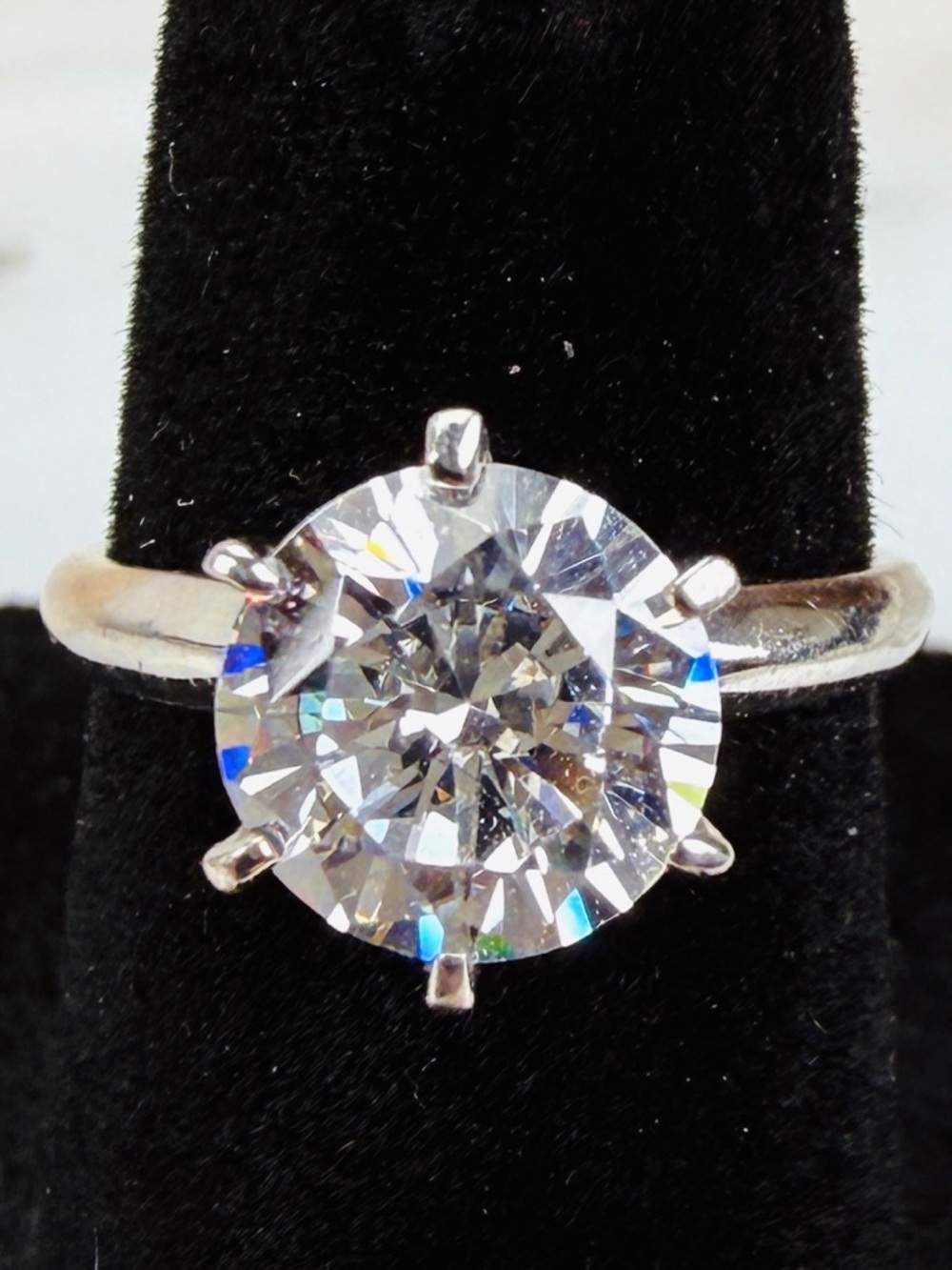 Vosali Moissanite solitaire stamped S 925 silver sz 6 engagement ring